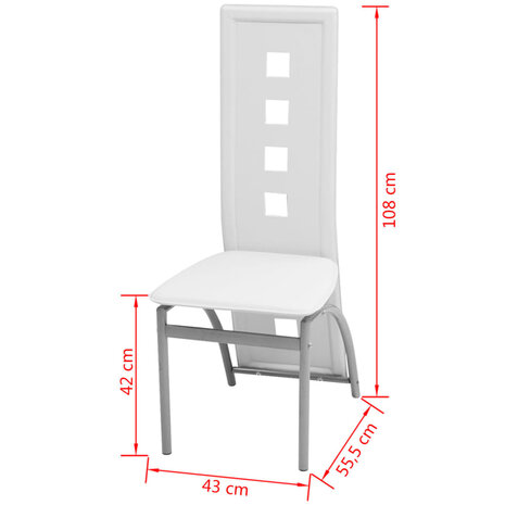 Eetkamerstoelen 6 st kunstleer wit 4