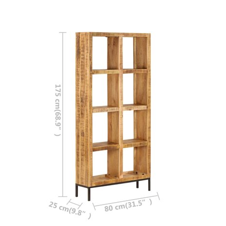 Boekenkast 80x25x175 cm massief mangohout 7