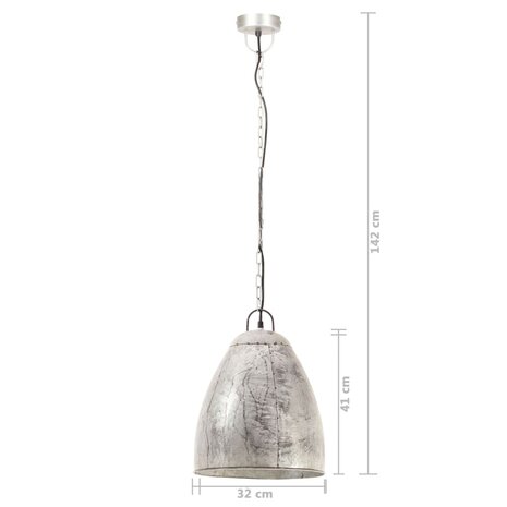 Hanglamp industrieel rond 25 W E27 32 cm zilverkleurig 9