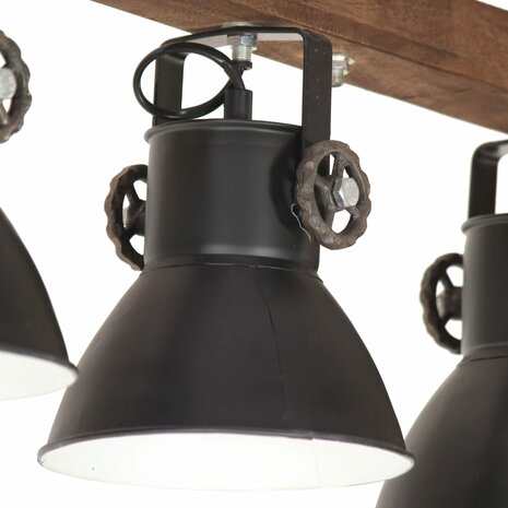 Plafondlamp industrieel E27 mangohout zwart 6