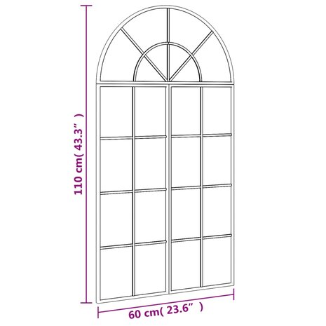 Wandspiegel boog 60x110 cm ijzer zwart 7