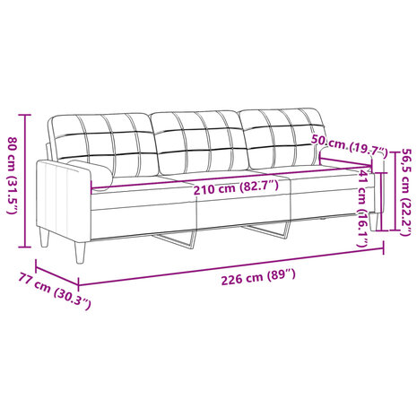 3-zitsbank met sierkussens 210 cm stof donkergrijs 7