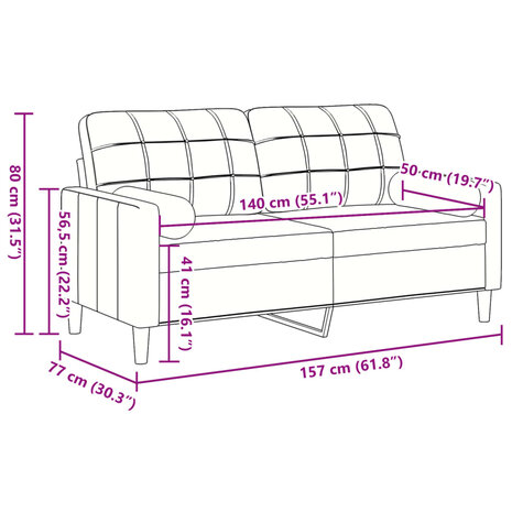 Tweezitsbank met sierkussens 140 cm fluweel bruin 7