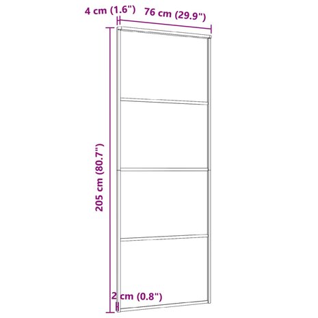 Schuifdeur 76x205 cm ESG-glas en aluminium wit 5