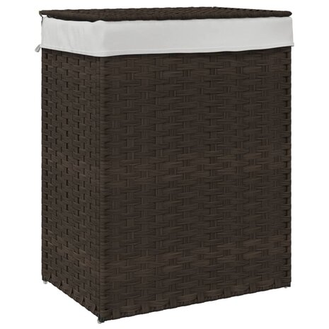 Wasmand met deksel 46x33x60 cm poly rattan donkerbruin 2