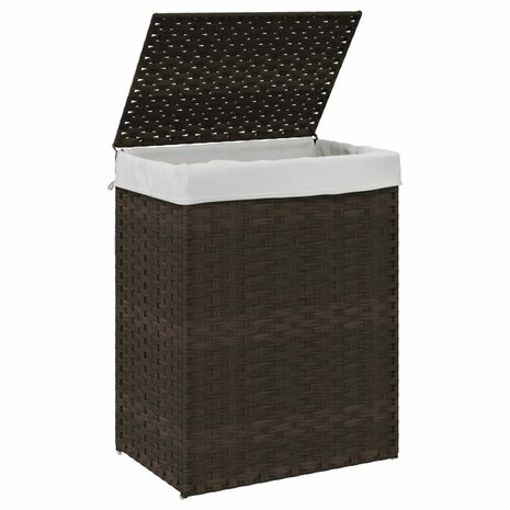 Wasmand met deksel 46x33x60 cm poly rattan donkerbruin 4