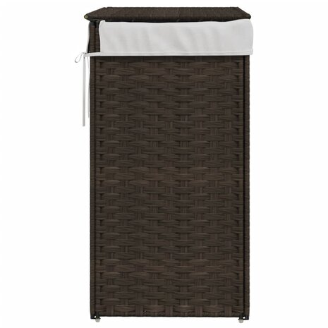 Wasmand met deksel 46x33x60 cm poly rattan donkerbruin 5