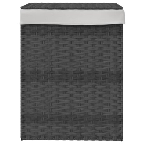 Wasmand met deksel 46x33x60 cm poly rattan grijs 3