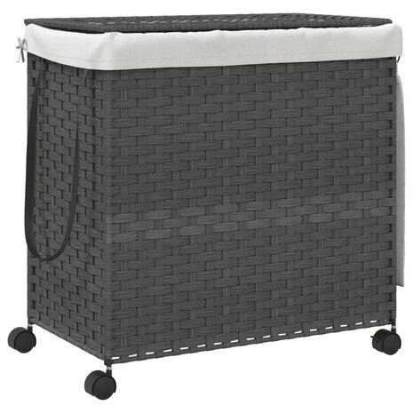 Wasmand op wielen 60x35x60,5 cm rattan grijs 2