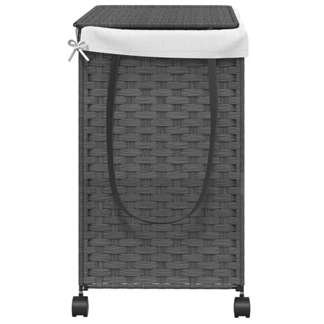 Wasmand op wielen 60x35x60,5 cm rattan grijs 5