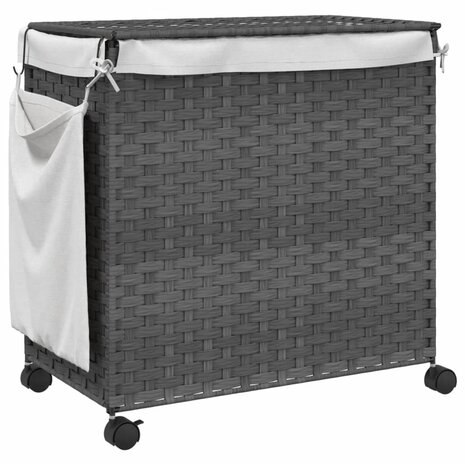 Wasmand op wielen 60x35x60,5 cm rattan grijs 6