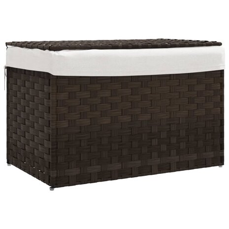 Wasmand met deksel 55,5x35x34 cm poly rattan donkerbruin 2