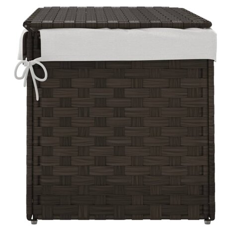 Wasmand met deksel 55,5x35x34 cm poly rattan donkerbruin 5