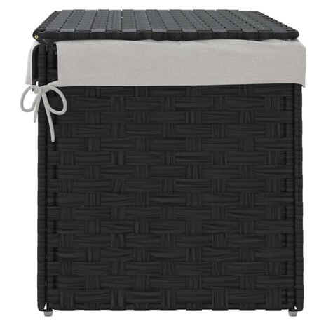 Wasmand met deksel 55,5x35x34 cm poly rattan zwart 5