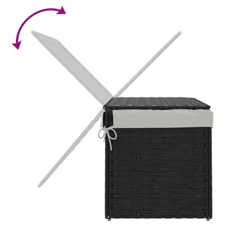 Wasmand met deksel 55,5x35x34 cm poly rattan zwart 7