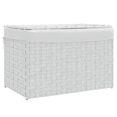 Wasmand met deksel 55,5x35x34 cm poly rattan wit 2