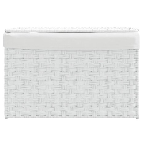 Wasmand met deksel 55,5x35x34 cm poly rattan wit 3