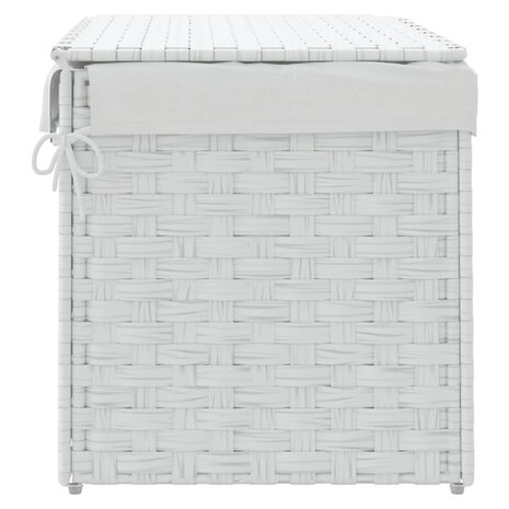 Wasmand met deksel 55,5x35x34 cm poly rattan wit 5