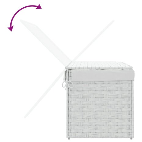 Wasmand met deksel 55,5x35x34 cm poly rattan wit 7