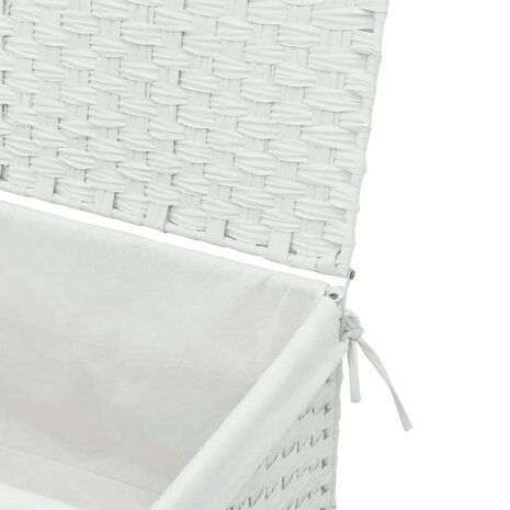 Wasmand met deksel 55,5x35x34 cm poly rattan wit 8