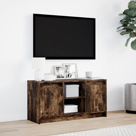 Tv-meubel met LED 100x34x50 cm bewerkt hout gerookt eikenkleur 4