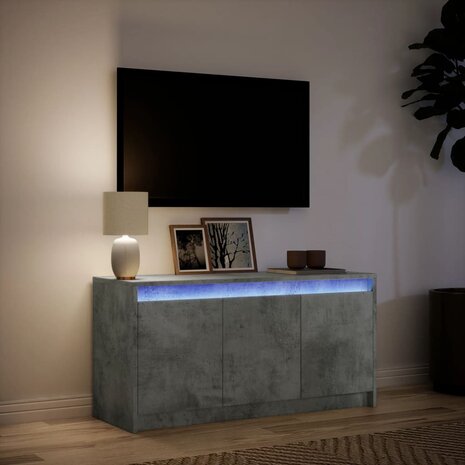 Tv-meubel met LED 100x34x50 cm bewerkt hout betongrijs 5