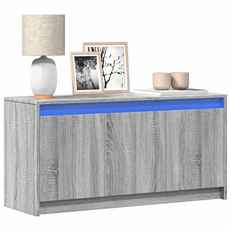 Tv-meubel met LED 100x34x50 cm bewerkt hout grijs sonoma eiken 1