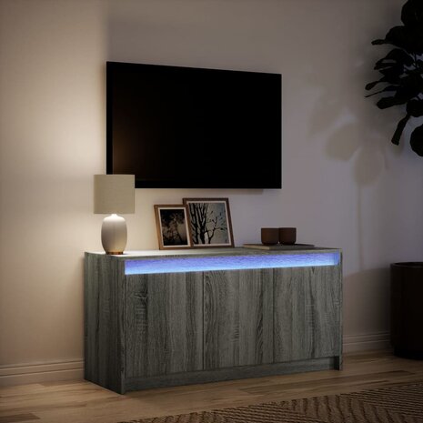 Tv-meubel met LED 100x34x50 cm bewerkt hout grijs sonoma eiken 5