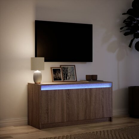 Tv-meubel met LED 100x34x50 cm bewerkt hout bruin eikenkleurig 5