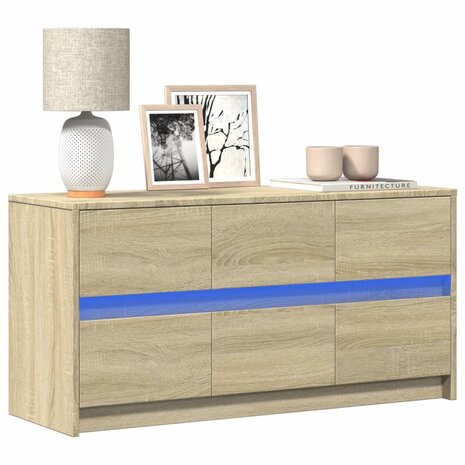 Tv-meubel met LED 100x34x50 cm bewerkt hout sonoma eikenkleurig 1