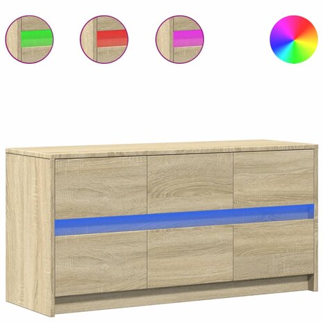 Tv-meubel met LED 100x34x50 cm bewerkt hout sonoma eikenkleurig 2