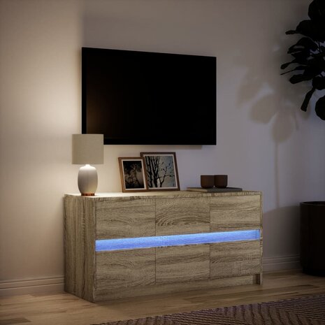 Tv-meubel met LED 100x34x50 cm bewerkt hout sonoma eikenkleurig 5