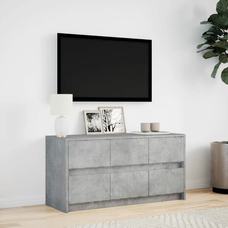 Tv-meubel met LED 100x34x50 cm bewerkt hout betongrijs 4