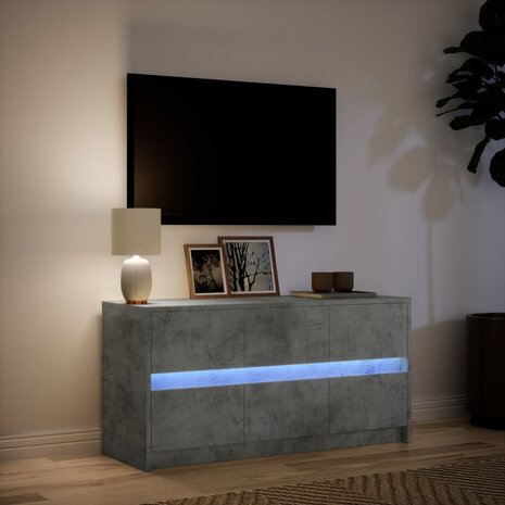 Tv-meubel met LED 100x34x50 cm bewerkt hout betongrijs 5