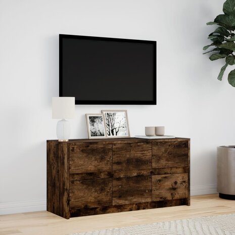 Tv-meubel met LED 100x34x50 cm bewerkt hout gerookt eikenkleur 4