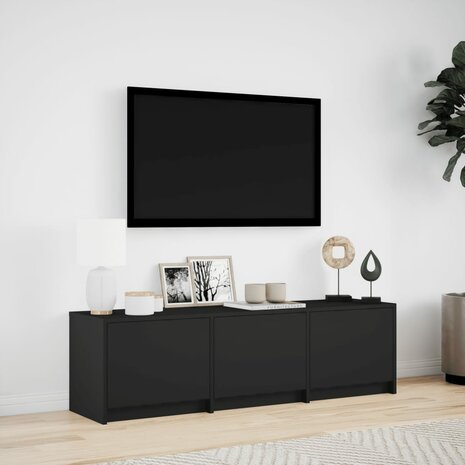 Tv-meubel met LED 140x34x40 cm bewerkt hout zwart 4