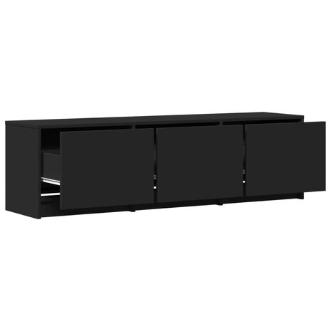 Tv-meubel met LED 140x34x40 cm bewerkt hout zwart 9