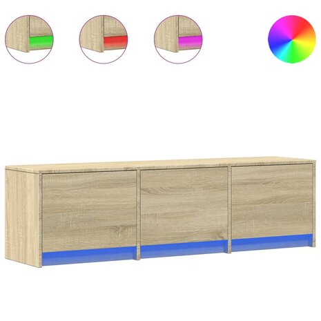 Tv-meubel met LED 140x34x40 cm bewerkt hout sonoma eikenkleurig 2