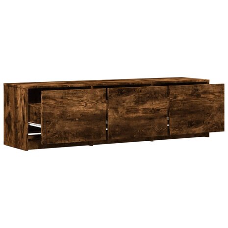 Tv-meubel met LED 140x34x40 cm bewerkt hout gerookt eikenkleur 9