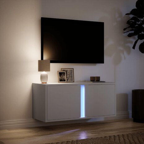 Tv-wandmeubel met LED-verlichting 80x31x35 cm wit 5