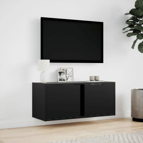 Tv-wandmeubel met LED-verlichting 80x31x35 cm zwart 4