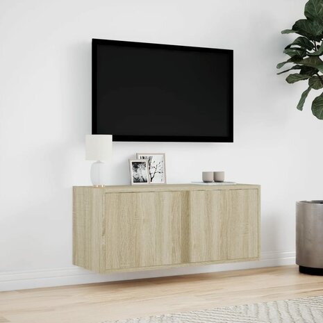 Tv-wandmeubel met LED-verlichting 80x31x35 cm sonoma eikenkleur 4