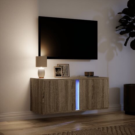 Tv-wandmeubel met LED-verlichting 80x31x35 cm sonoma eikenkleur 5