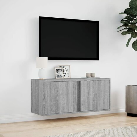 Tv-wandmeubel met LED 80x31x35 cm grijs sonoma eikenkleurig 4