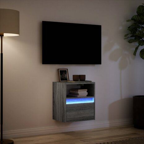 Tv-wandmeubel met LED-verlichting 41x31x45 cm grijs sonoma 5