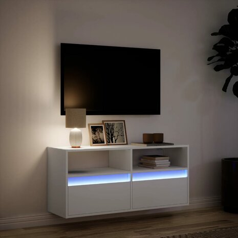 Tv-wandmeubel met LED-verlichting 100x31x45 cm wit 5