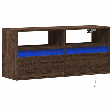 Tv-wandmeubel met LED-verlichting 100x31x45 cm bruin eikenkleur 3