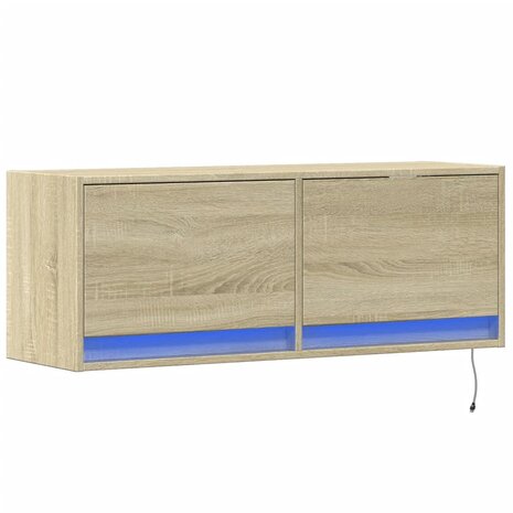 Tv-wandmeubel met LED-verlichting 100x31x35 cm sonoma eiken 3