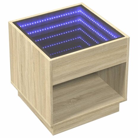 Nachtkastje met Infinity LED 50x50x50 cm sonoma eikenkleurig 3