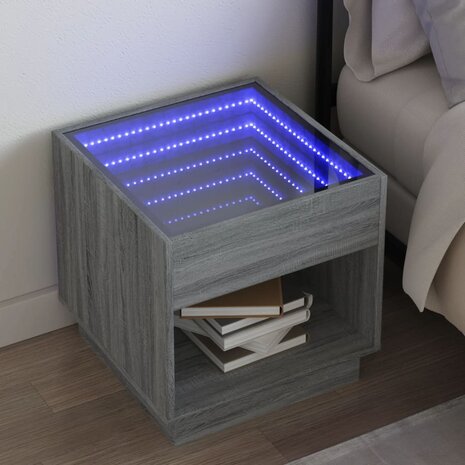 Nachtkastje met Infinity LED 50x50x50 cm grijs sonoma eiken 1